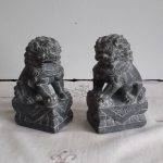Pair of Antique Buddist Black Soapstone Foo Dogs Pair of Antique Buddist Black Soapstone Foo Dogs