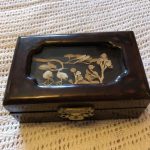 Vintage Wooden Lacquered Chinese Cork Diorama Jewellery Trinket Box Cranes Trees Vintage Wooden Lacquered Chinese Cork Diorama Jewellery Trinket Box Cranes Trees