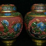 8.8" Qianlong Marked Old Chinese Lacquerware Painting Flower Pot Jar Crock Pair 8.8" Qianlong Marked Old Chinese Lacquerware Painting Flower Pot Jar Crock Pair