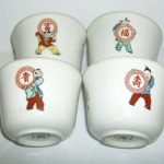 4 Chinese SIP cups FIGURINES GOOD  condition made in TAIWAN