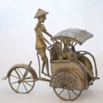 Vintage White Metal Chinese Rickshaw Model by ORDE. BARU Handmade Vintage White Metal Chinese Rickshaw Model by ORDE. BARU Handmade