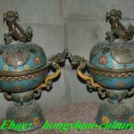 23" Qianlong Marked Cloisonne Bronze Dragon Lion Censer Censer Piar 23" Qianlong Marked Cloisonne Bronze Dragon Lion Censer Censer Piar