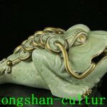 6.2" Yongzheng Year Green Glaze Porcelain Animal Toad Goldtoad Coin Statu 6.2" Yongzheng Year Green Glaze Porcelain Animal Toad Goldtoad Coin Statu