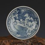 Blue Chinese ceramic plate Jingdezhen dragon phoenix Guangxu Qing dynasty