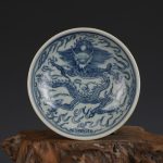 Blue Chinese ceramic plate Jingdezhen dragon China Guangxu Qing dynasty