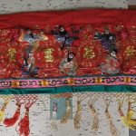 Vintage 60s Oriental Silk Embroidery Picture Banner Birds People Tassels Floral Vintage 60s Oriental Silk Embroidery Picture Banner Birds People Tassels Floral