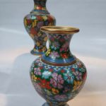 Vintage Pair of Chinese Cloisonné Enamel Floral Vases Vintage Pair of Chinese Cloisonné Enamel Floral Vases