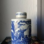 Tea or caddy jar blue and white porcelain Vietnam Guangxu mark tea box