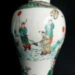 Baluster famille verte vase covered pot Kangxi Chinese porcelain baluster Baluster famille verte vase covered pot Kangxi Chinese porcelain baluster