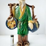 Antique Qing Chinese Shiwan Pottery Deity Figurine Sancai Glazed Guangxu pd 24cm Antique Qing Chinese Shiwan Pottery Deity Figurine Sancai Glazed Guangxu pd 24cm