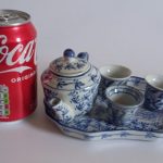 Nice Antique 19 C Hand Painted Miniature Chinese Blue & White Tea Set With Tray. Nice Antique 19 C Hand Painted Miniature Chinese Blue & White Tea Set With Tray.