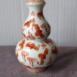 Iron red glazed miniature porcelain double gourd vase Tongzhi mark Iron red glazed miniature porcelain double gourd vase Tongzhi mark
