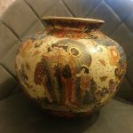 LARGE ORIENTAL ORNATE VASE WITH FIGURES & FLOWERS SIGNED LARGE ORIENTAL ORNATE VASE WITH FIGURES & FLOWERS SIGNED