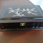 Chinese lacquer mother of Pearl inlay jewellery box Chinese lacquer mother of Pearl inlay jewellery box