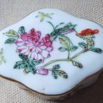 Chinese Cultural Revolution trinket box enamelled with flowers Chinese Cultural Revolution trinket box enamelled with flowers