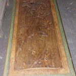 Decorative Wooden table with glass top, oriental style with inset carving