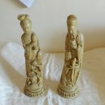 VINTAGE PAIR OF CHINESE RESIN FIGURES / SCULPTURES 11" IN HEIGHT WOMAN & MAN VINTAGE PAIR OF CHINESE RESIN FIGURES / SCULPTURES 11" IN HEIGHT WOMAN & MAN