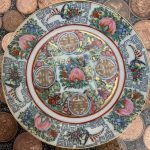 Vintage Chinese Rose Famille Shallow Plates Vintage Chinese Rose Famille Shallow Plates