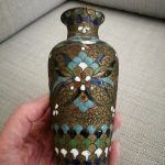 Vintage part enamel Cloisonne vase, fish scale, floral Vintage part enamel Cloisonne vase, fish scale, floral