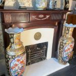 20th Century pair of giant Chinese vases with dog of foo handles 20th Century pair of giant Chinese vases with dog of foo handles