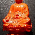 Vintage Unusual Buddha Figure -  Statue Cinnabar Red Resin