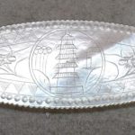 Antique Chinese Mother of Pearl Gaming Counter Token Fine Engraving Antique Chinese Mother of Pearl Gaming Counter Token Fine Engraving