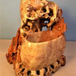 Antique Chinese Soapstone Double Brush Pot, Hand Carved, Monkeys Antique Chinese Soapstone Double Brush Pot, Hand Carved, Monkeys