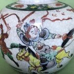 Antique Chinese Famille Verte Crackle Glazed Ginger Jar - Warriors