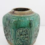 19th Century Chinese Porcelain Dripping  Green Glaze Ginger Hexagonal Jar