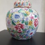 CHINESE PORCELAIN 19thC FAMILLE ROSE MILLEFIORI GINGER JAR GUANGXU MARK IN RED CHINESE PORCELAIN 19thC FAMILLE ROSE MILLEFIORI GINGER JAR GUANGXU MARK IN RED
