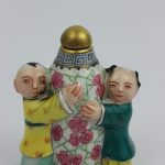 19th Century Chinese Family Rose Boy & Girl Snuff Bottle Boy & Girl Signed 6x5cm 19th Century Chinese Family Rose Boy & Girl Snuff Bottle Boy & Girl Signed 6x5cm