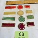12 x vintage Chinese carved and coloured gaming tokens 12 x vintage Chinese carved and coloured gaming tokens