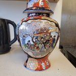 Large Chinese Hand Painted Lidded Urn Vase