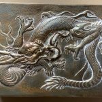 Antique Chinese brass raised dragon ornament decor trinket box gift
