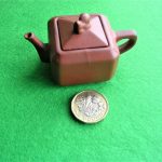 VINTAGE MINIATURE TERRACOTTA CHINESE TEAPOT SEAL MARK c20 VINTAGE MINIATURE TERRACOTTA CHINESE TEAPOT SEAL MARK c20