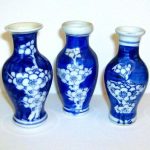 3 Chinese MINIATURE VASES (PRUNUS DESIGN pattern) 100mm in height approx 3 Chinese MINIATURE VASES (PRUNUS DESIGN pattern) 100mm in height approx