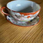 Vintage Hand Painted Chinese Cup And Saucer Porcelain