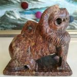 Stone Carved Chinese Guardian Lion Shishi Foo Fu Dog Figurine Statue Ornament