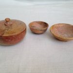 Vintage Chinese carved Soapstone Cosmetic Powder trinket Pot bowl dish SET of 3 Vintage Chinese carved Soapstone Cosmetic Powder trinket Pot bowl dish SET of 3