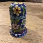 Vintage Chinese Cloisonne Toothpick Pot with Original Top