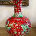 Chinese red porcelain vase dragons 6 character marks Chinese red porcelain vase dragons 6 character marks