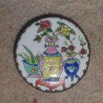 CHINESE SILVER METAL ROUND BOX WITH ENAMEL LID CHINESE SILVER METAL ROUND BOX WITH ENAMEL LID