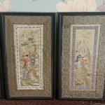 Vintage Embroidered Chinese Silk Panel Pictures Set Of 4