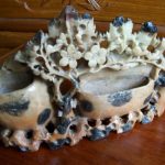 Large Chinese Soapstone Carvings Base & Flower Arrangement Large Chinese Soapstone Carvings Base & Flower Arrangement