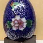 Vintage Large Chinese Clousonne Enamel Violet Egg Vintage Large Chinese Clousonne Enamel Violet Egg