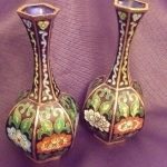 Stunning Pair Of Minature Cloisonne / Champleve Vases Stunning Pair Of Minature Cloisonne / Champleve Vases