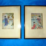 pair of Antique framed oriental embroidery / embroideries pair of Antique framed oriental embroidery / embroideries