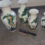 chinese porcelain vases, matching set of 4 with gold inlay, excellent condition chinese porcelain vases, matching set of 4 with gold inlay, excellent condition