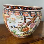 Superb Large Oriental Vintage Chinese Fish Bowl Hand Painted planter Superb Large Oriental Vintage Chinese Fish Bowl Hand Painted planter