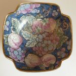 Toyo hand painted porcelain bowl- ' Fruits Temptation ' - base colour blue